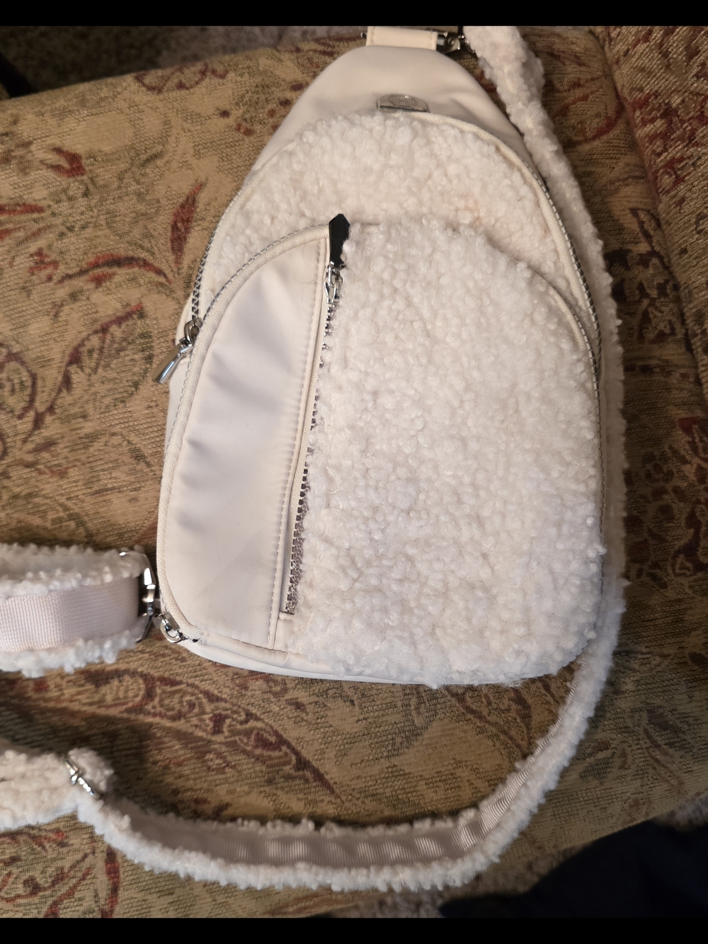 House of Harlow 1960 White Sherpa Crossbody Sling Bag